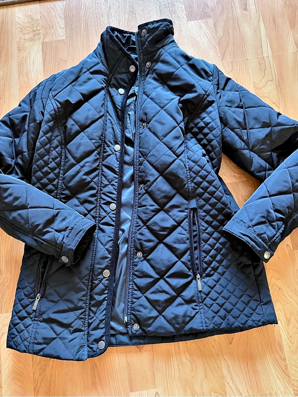 LANDS' END Quilted Puffer Jacket in Black Size 2P